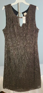 Neu ASHLEY GRAHAM Beyond Größe 22 W ÄRMELLOSES KLEID Braun Silber & Gold Metallic - Bild 1 von 21