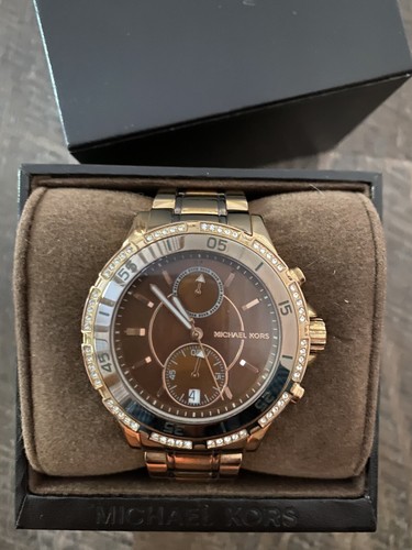 Michael Kors MK5553 Bracciale Donna Acciaio Inox Tono Oro Rosa Quadrante Marrone C