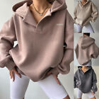 Womens Pullover Sweatshirt Hoodies Sweater Plus Size Casual Baggy V Neck Solid U