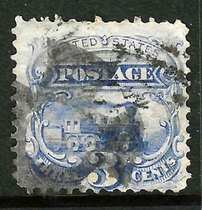 Sc #114 HOLLOW CROSS Fancy Cancel 3 Cent Locomotive 1869 Pictorial US 90F66 - Picture 1 of 2