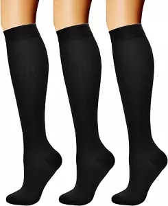 Compression Socks for Women & Men Circulation (3 Pairs) 15-20 Mmhg Cycling - Picture 1 of 12