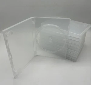 Custodia DVD Standard Trasparente Ricambio Vuota 14mm Spina - Confezione da 10 - Condizioni Nuove - Foto 1 di 4