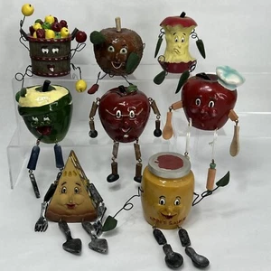 WMG Anthropomorphic Apple Shelf Sitters Lot Fruit Pie Slice Sauce Core Kitsch - Picture 1 of 10