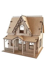 3D Wooden Puzzle Dollhouse, 64 Pieces, New, 11.8x10.2x12.2 in, DIY - Picture 1 of 6