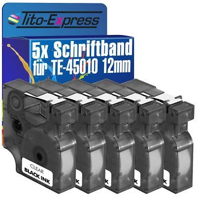 5x Schriftband für Dymo 45010 LabelManager 100 120P 150 160 200 450 500TS 350 - Bild 1 von 2