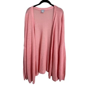 Chico's Open Front Peach Knit Sweater Drop Shoulder Long Sleeves Cardigan Size 4 - Picture 1 of 4