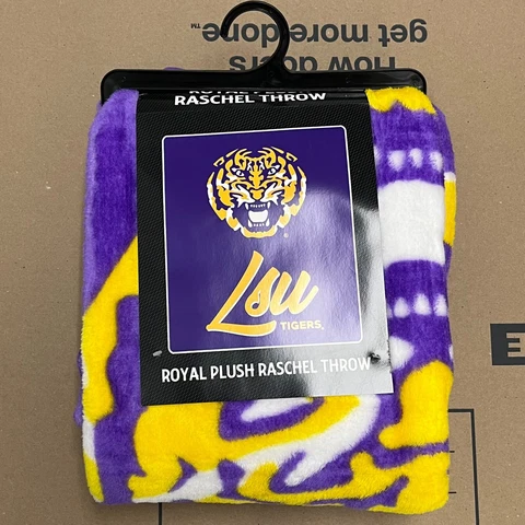 Northwest NCAA Football LSU Tigers Royal Plush Raschel Throw Blanket 50x60 Cover