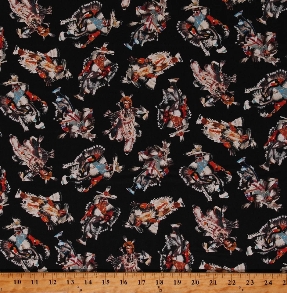 Estampado de tela tribal nativa americana de bailarines Cotton Pride Pow Wow por yarda D461.43 Foto 1 de 1