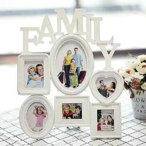 Wall Hanging Family Photo Frame with 6 Photos Memory Pictures Collage - White - Picture 1 of 2