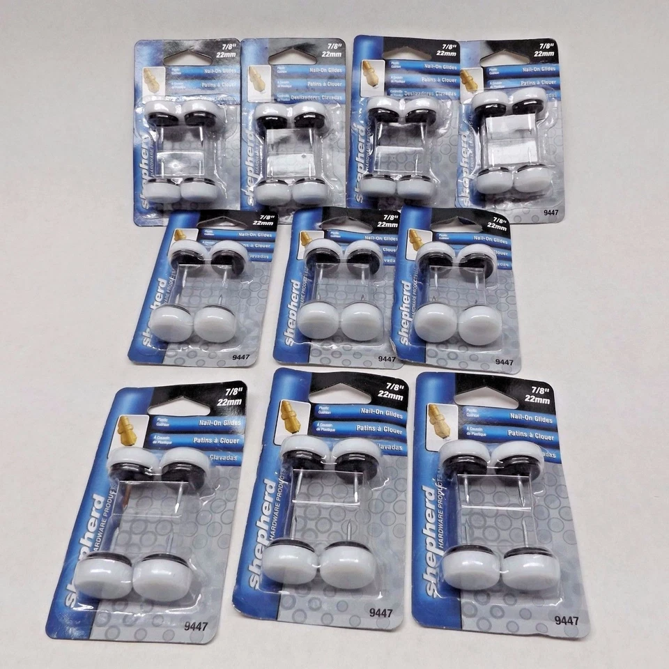 Lot of 10 Shepherd 9447 4-Pack 7/8″ (22MM) Nail-On Glides for Wooden Legs - Image 1 of 1