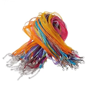 Necklace Cord 100 Strand Silk Organza Ribbon Jewelry Making Strap Cord Chain 17" - Picture 1 of 12