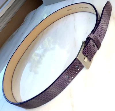 Cinturón Via Spiga Italia Cuero Genuino Serpiente Repujado Púrpura L Pre-amado Foto 1 de 4