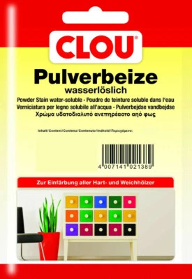 Clou Pulverbeize Wasserbeize Holzbeize Beize Holz 24 Farbtöne 1 Beutel Farbbeize - Bild 1 von 3