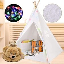 Kids Teepee Indoor Play Tent Cotton Canvas Children Indian Tipi Playhouse Gift