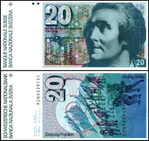 Switzerland 20 Francs, 1992, P-55j.2, UNC - Picture 1 of 1