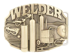 Welder Trade Tradesman Bronze Plated Metal Belt Buckle - Picture 1 of 2