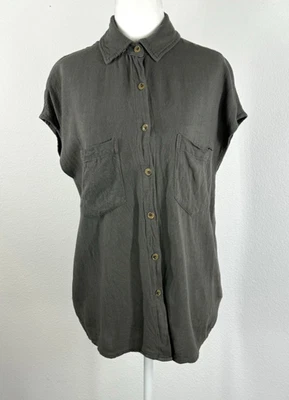 Camisa Walter Baker para mujer sin mangas con botones talla XS gris verde Foto 1 de 4