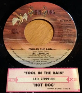 Led Zeppelin 45 Fool In The Rain / Hot Dog  w/ts - Imagen 1 de 2