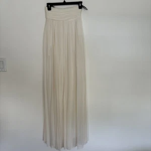 Rachel Zoe Damen Seide weites Bein hoher Bund Hose Farbe Elfenbein Größe 2 neu ohne Etikett - Bild 1 von 9