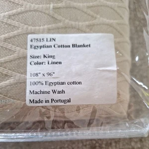 King Coverlet Frontgate 100% Egyptian Cotton Blanket Color Linen Beige NEW - Picture 1 of 5