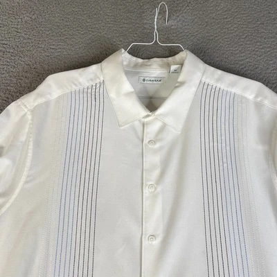 Cubavera Shirt Mens 3X White Embroidered Front Panels Button Short Sleeve - Image 1 of 4