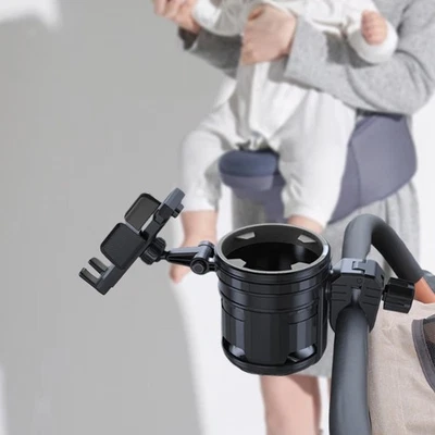 Stroller Cup Holder with Adjustable Phone Mount for Walker Wheelchair Bike - Image 1 of 2