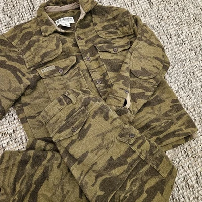 Chaqueta de Caza Camuflada de Lana Gama Columbia Gallatin XL De Colección Con Botones + Pantalones 34x34  Foto 1 de 4