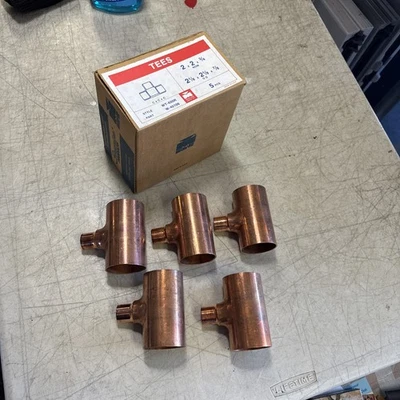 Mueller Streamline 2" x 2" x 3/4" C Wrot Copper Tee F Solder 5pk W-40106 NEW - Image 1 of 3