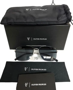 Gafas de sol Oliver Peoples Roger Federer R-2 embalaje original 1343S plata cepillada con bolsa - Imagen 1 de 10