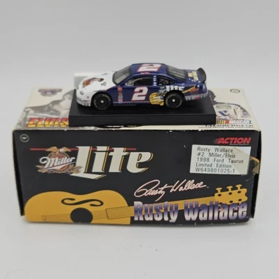Acción 1998 Rusty Wallace #2 Elvis/Miller Lite Ford Taurus 1/64 NASCAR fundido a presión Foto 1 de 4
