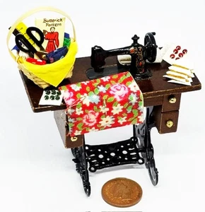 Máquina de coser con pedal para casa de muñecas llena escala 1:12 miniatura AU tumdee - Imagen 1 de 8
