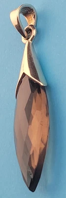 Faceted Smokey Gray 15ct Spinel Crystal Sterling Silver 925 Pendant Enhancer - Image 1 of 4