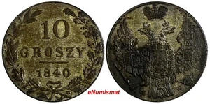Polonia Nicolás I Plata 1840 MW 10 Groszy Warszawa Como Nuevo XF C# 113a (14 782) - Imagen 1 de 3
