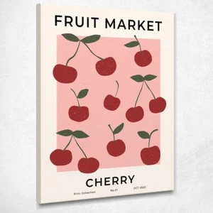 Quadro Boho Chic Minimal Mercato Della Frutta Ortofrutticolo Ciliegie Rosse , bh - Imagen 1 de 4