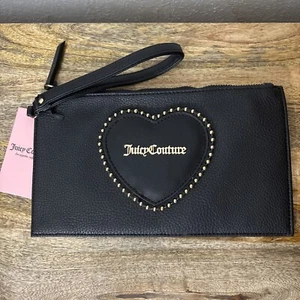 Muñequera Juicy Couture regaliz negro Love Never Dies corazón dorado NUEVA - Imagen 1 de 4