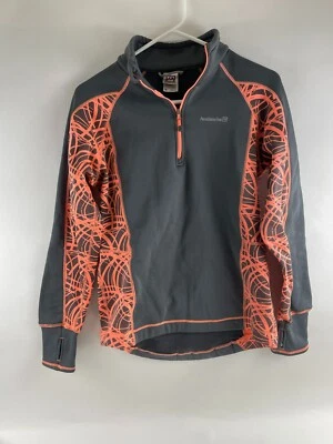 Camisa Avalanche Feminina Tamanho M Cinza Neon Coral Roupa Ativa Buraco no Polegar 1/3 Zíper - Imagem 1 de 4