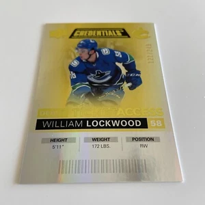 NHL Card-William Lockwood-Yellow Ticket Access xx/249-Credentials 21-22-Canucks - Bild 1 von 2