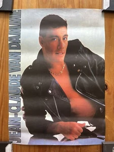 Jean Claude Van Damme Poster, Early 90s, Leather Jacket, No shirt, Vintage, RARE - Picture 1 of 2