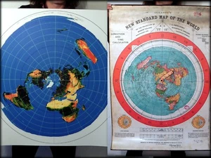 2 Flat Earth Poster Print Deal - Gleason's World Map + Azimuthal USGS Radar Map - Picture 1 of 12