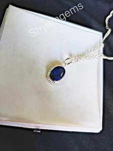 AAA Quality Natural Blue Sapphire Oval Shape Minimalist Pendant Jewelry Gift 469 - Picture 1 of 4