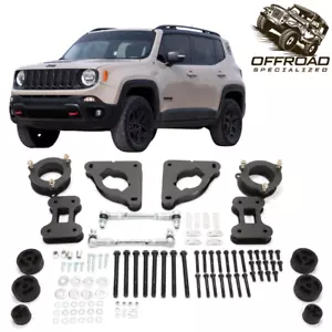 KIT SOLLEVAMENTO COMPLETO 2" + BARRA OSCILLANTE TERMINALE ANTERIORE + POSTERIORE PER JEEP RENEGADE 2015-2023 - Foto 1 di 10
