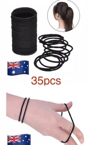 35PCS Black Thin Endless Hair Elastics Hairbands Ponytail Hair Ties Women’s Tie - Picture 1 of 7