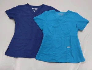 Women's Scrub Tops-Grey's Anatomy Scrubs Blue And Teal - Size Medium, Lot of 2 - Picture 1 of 15