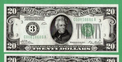 1st of 2, 1928 $20 FR. 2050 C Federal Reserve Note Philadelphia FRN No 3 - Image 1 of 2