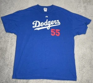 Vtg Y2K Lee Sport LA Dodgers MLB Russell Martin #55 Tshirt Blue Baseball Men 2XL - Picture 1 of 8