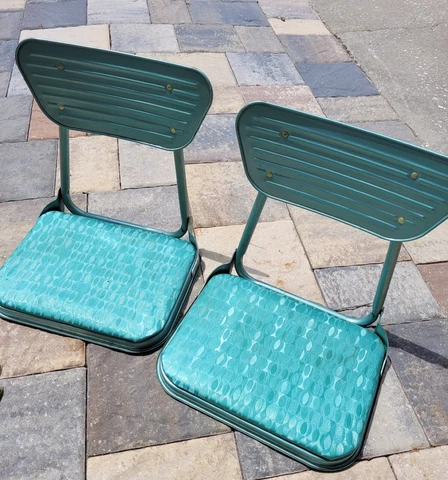 Mid Century Pair of Folding Stadium Chairs Cover