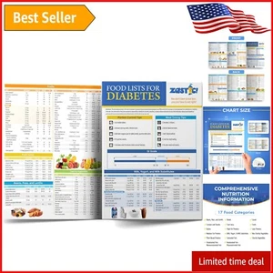 Comprehensive 8.5"x11" Diabetic Food List with Carbs, Calories & Glycemic Index - Picture 1 of 8