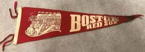 Vintage 1940's Boston Red Sox Fenway Park Red Felt Pennant w/ 4 White Ties - Picture 1 of 8