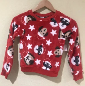 Cold Crush Girl Fleece Plush Red Puppy Dog Santa Christmas Holiday Sweater Sz 6 - Picture 1 of 4