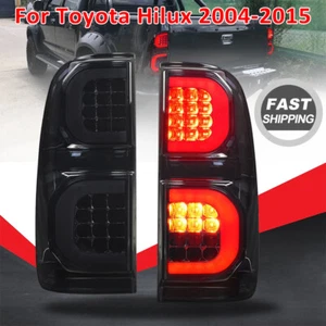 Pair Tail Lights For Toyota Hilux Vigo 2015-2020 LED Smoke Lens Rear Brake Lamps - Picture 1 of 20